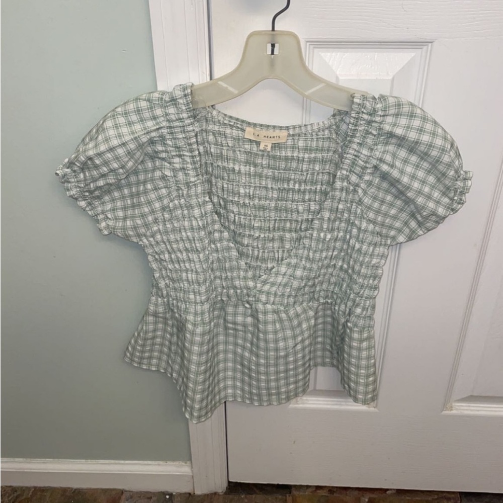 pacsun green and white checkered shirt